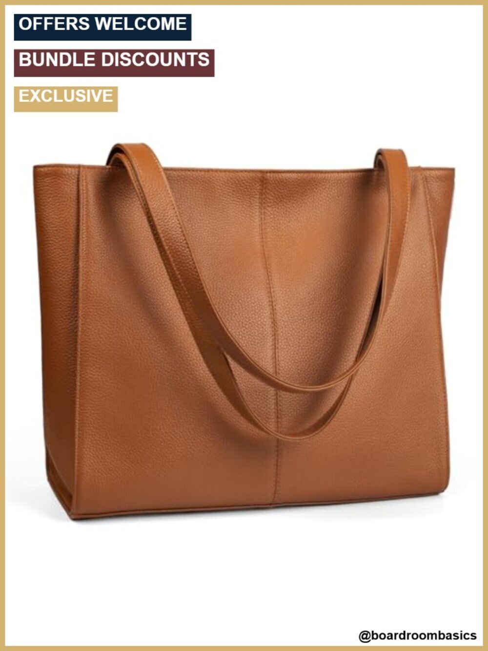 Genuine Leather Tote Bag with Padded Laptop Compartment